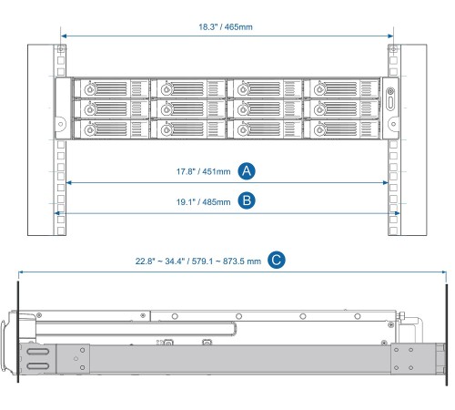 Комплект направляющих/ QNAP RAIL-A03-57 Rail kit