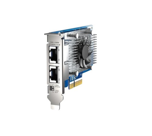 Сетевая карта/ QNAP QXG-10G2T-X710 LAN Expansion Card, PCIe Gen3 x4, Two 10GbE (10G / 5G / 2.5G / 1G / 100M)) Ports with SR-IOV and iSCSI, Block-based, Supports Multiple Virtual Disk Modes