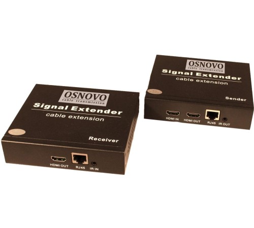 Комплект/ OSNOVO Комплект (передатчик + приемник) для передачи HDMI, ИК управления, RS232 по сети Ethernet. Расстояние передачи "точка-точка" до 200м
