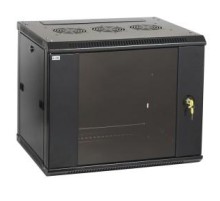 19" настенный шкаф 6U 600x600, стекл. передняя дверь, черный, (плоск. упак)