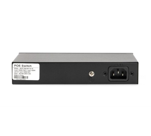Коммутатор (4084) SKAT PoE-4E-1G-1S коммутатор PoE Plus, мощность 80Вт, порты: 4-Ethernet, 1-Uplink, 1-SFP