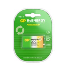 Аккумулятор Перезаряжаемые аккумуляторы GP ReEnergy 20R8H 9V Крона, ескость 200 мАч - 1 шт. в блистере