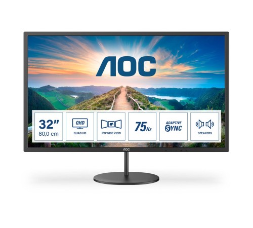 Монитор LCD 31.5'' 16:9 2560х1440(WQHD) IPS, 75 Hz, 250 cd/m2, 1000:1, 20М:1, 4ms, HDMI, DP, Tilt, Speakers, Black (Мятая упаковка)