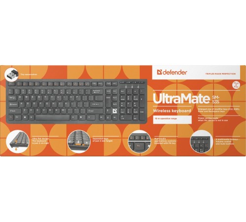 Defender Беспроводная клавиатура UltraMate SM-535 RU,черный,мультимедиа