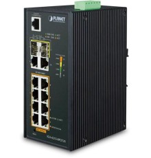коммутатор/ PLANET IP30 Industrial L2/L4 8-Port 10/100/1000T 802.3at PoE + 2-Port 10/100/100T + 2-Port 100/1000X SFP Managed Switch (-40~75 degrees C), dual redundant power input on 48~56VDC terminal block, SNMPv3, 802.1Q VLAN, IGMP Snooping, SSL, SSH, AC
