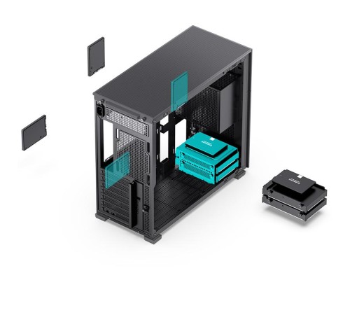 Корпус без блока питания/ Case JONSBO D41 STD, Midi-Tower, TG, no fan, 1xUSB-A 3.2 + 1xUSB-C 3.2, ATX, mATX Black