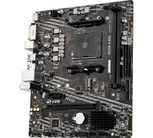 Материнская плата/ MB MSI AMD A520 sAM4, 2xDDR4(64GB), DVI-D/HDMI 2.1, 1xPCIe 3.0x16, 1xPCIe 3.0, 1xLAN, 4xSATA 6Gb/s, 1xM.2, 4xUSB 3.2, 2xUSB 2.0, 1xPS/2, mATX Материнская плата/ MB MSI AMD A520 sAM4, 2xDDR4(64GB), DVI-D/HDMI 2.1, 1xPCIe 3.0x16, 1xPCIe 3.0, 1xLAN, 4xSATA 6Gb/s, 1xM.2, 4xUSB 3.2, 2xUSB 2.0, 1xPS/2, mATX