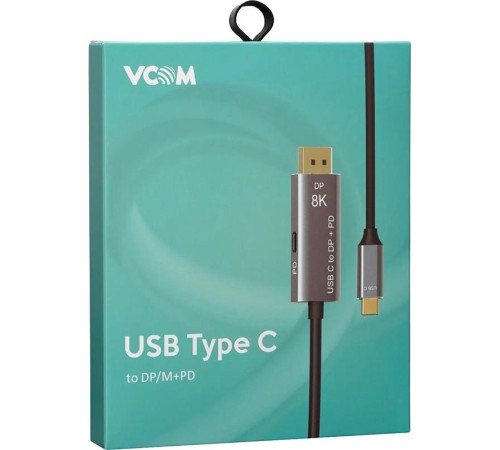 Кабель-адаптер/ Кабель-адаптер USB Type-Cm --> DP1.4v (m) 8K@60Hz, PD 100W,1.8m , Alum Shell,VCOM <CU480MCPD-1.8M> Кабель-адаптер/ Кабель-адаптер USB Type-Cm --> DP1.4v (m) 8K@60Hz, PD 100W,1.8m , Alum Shell,VCOM <CU480MCPD-1.8M>