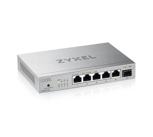 Коммутатор Мультигигабитный коммутатор Zyxel XMG-105, 5xRJ-45: 1/2.5G, 1xSFP+, настольный, бесшумный