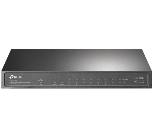 коммутатор TP-Link TL-SG1210P, 10-Port Gigabit Desktop Switch with 8-Port PoE+ 63 W
