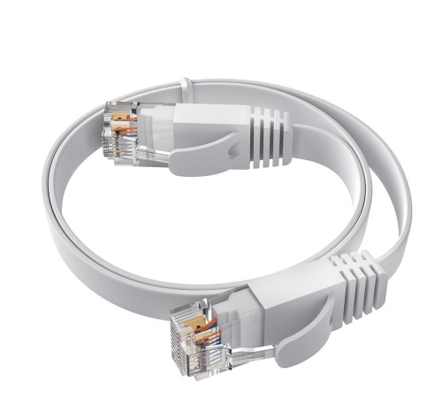 GCR Патч-корд PROF плоский прямой 1.0m, UTP медь кат.6, белый, 30 AWG, ethernet high speed 10 Гбит/с, RJ45, T568B, GCR-52847 GCR Патч-корд PROF плоский прямой 1.0m, UTP медь кат.6, белый, 30 AWG, ethernet high speed 10 Гбит/с, RJ45, T568B, GCR-52847