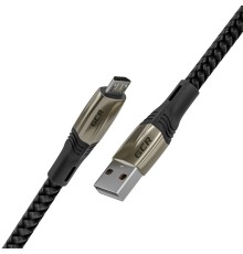 GCR Кабель 1.2m MicroUSB series MERCEDES, BLACK NYLON, быстрая зарядка, GCR-51948