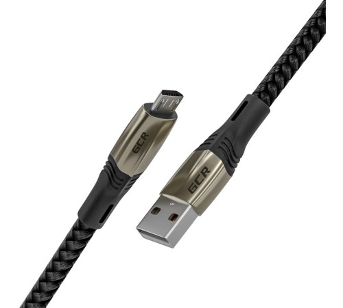 GCR Кабель 1.2m MicroUSB series MERCEDES, BLACK NYLON, быстрая зарядка, GCR-51948