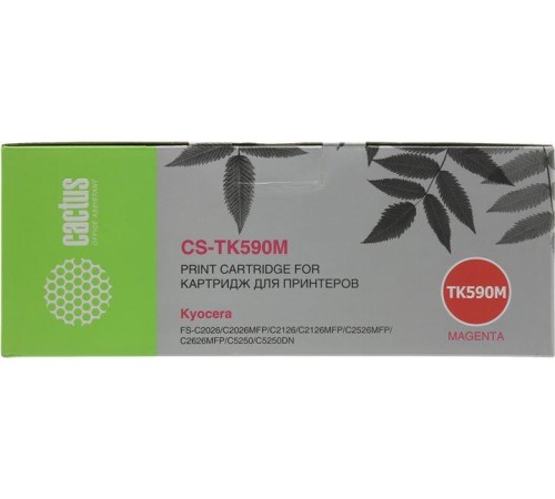 -/ Картридж лазерный Cactus CS-TK590M TK-590M пурпурный (5000стр.) для Kyocera FS-C2026MFP/C2126MFP/C25