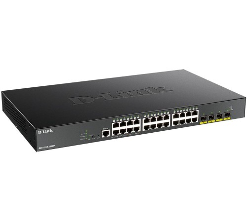 Коммутатор/ DGS-1250-28XMP Smart L2 Switch 24x1000Base-T PoE, 4х10GBase-X SFP+, PoE Budget 370W, CLI, RJ45 Console