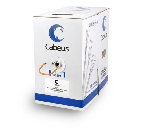 Cabeus UTP-4P-Cat.5e-SOLID-LSZH Кабель витая пара UTP (U/UTP), категория 5e, 4 пары (24 AWG), одножильный, оранжевый, LSZH, нг(А)-HF, (305 м) Cabeus UTP-4P-Cat.5e-SOLID-LSZH Кабель витая пара UTP (U/UTP), категория 5e, 4 пары (24 AWG), одножильный, оранжевый, LSZH, нг(А)-HF, (305 м)