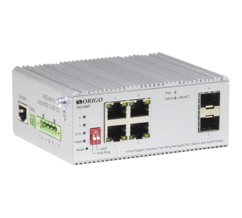 Коммутатор/ Managed L2 Industrial Fast Ring Switch 4x1000Base-T PoE, 2x1000Base-X SFP, PoE Budget 60W, Surge 4KV, -40 to 75°C Коммутатор/ Managed L2 Industrial Fast Ring Switch 4x1000Base-T PoE, 2x1000Base-X SFP, PoE Budget 60W, Surge 4KV, -40 to 75°C