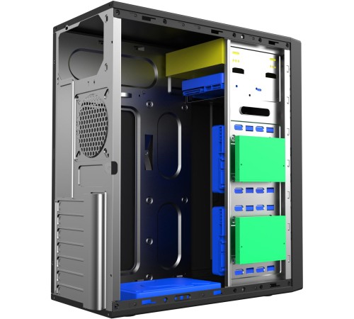 Корпус c блоком питания 450 Ватт/ Case Foxline FL-301, ATX, 1x5.25EXT, 1x3.5EXT, 4x3.5INT, 2xUSB2.0, 2xUSB3.0, HDA, w/o FAN, w/450W ATX PSU, w/1.2m EU pwr cord