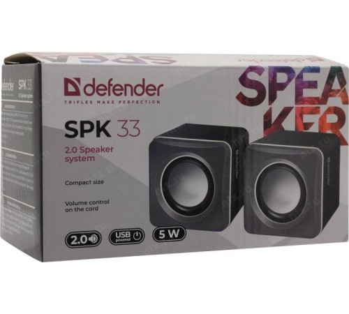 Defender#1 Акустическая 2.0 система SPK 33 серый, 5 Вт, питание от USB