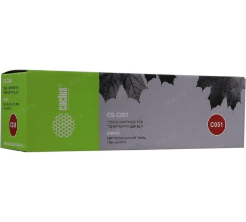 -/ Картридж лазерный Cactus CS-C051 Cartridge 051 черный (1700стр.) для Canon LBP 62dw/MF 264dw/267dw/2