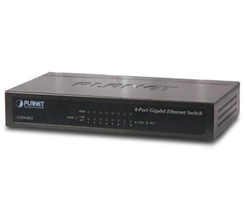коммутатор/ PLANET 8-Port 10/100/1000Mbps Gigabit Ethernet Switch (External Power) - Metal Case