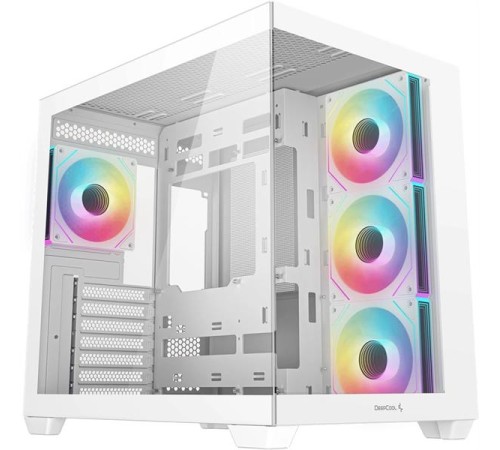 корпус Deepcool CG530 4F WH без БП, боковое окно (панорама), 3x120мм ARGB Reverse вентилятора на боковой стенке, 1x120мм ARGB вентилятор сзади, белый, ATX