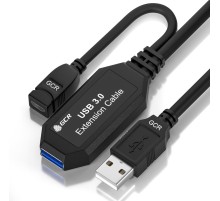 GCR Удлинитель активный 7.5m USB 3.0, AM/AF, черный, с усилителем сигнала, доп.питание micro, GCR-51924