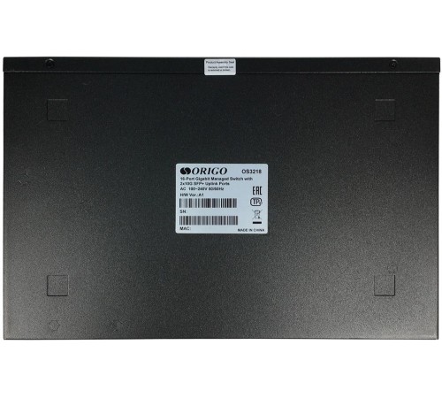 Коммутатор/ Управляемый L3 коммутатор, 16x1000Base-T, 2x10GBase-X SFP+, консольный порт RJ-45, комплект для установки в 19" стойку