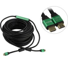 Greenconnect Кабель активный 30.0m HDMI 2.0, High speed 19M/19M с усилителем, черный, тройной экран