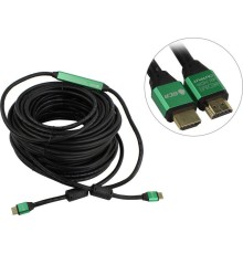 Greenconnect Кабель активный 30.0m HDMI 2.0, High speed 19M/19M с усилителем, черный, тройной экран
