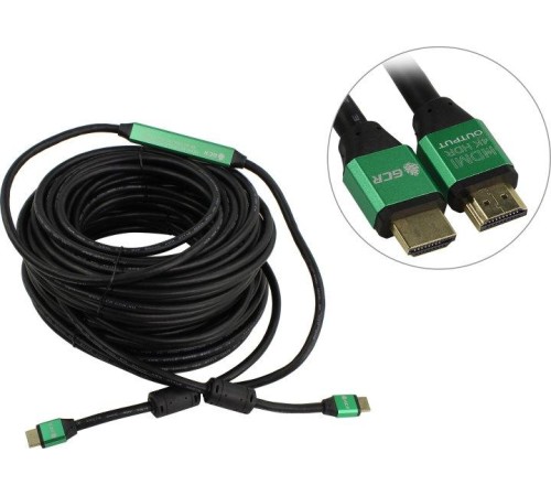 Greenconnect Кабель активный 30.0m HDMI 2.0, High speed 19M/19M с усилителем, черный, тройной экран Greenconnect Кабель активный 30.0m HDMI 2.0, High speed 19M/19M с усилителем, черный, тройной экран