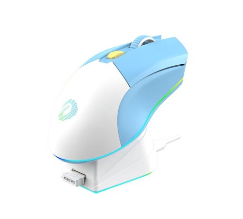Мышь игровая беспроводная Dareu EM901X Blue-White (голубой-белый), DPI 400/800/1600/3200/6400/12000, подключение: проводное+2.4GHz, подсветка RGB, с зарядной станцией, встроенный аккумулятор 930mAh, размер 124x67x39мм Мышь игровая беспроводная Dareu EM901X Blue-White (голубой-белый), DPI 400/800/1600/3200/6400/12000, подключение: проводное+2.4GHz, подсветка RGB, с зарядной станцией, встроенный аккумулятор 930mAh, размер 124x67x39мм