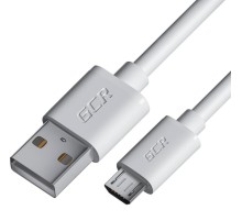 GCR Кабель 0.3m MicroUSB, белый, быстрая зарядка, 28/24 AWG, GCR-53361