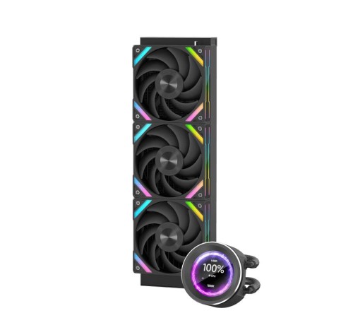 Водяное охлаждение для процессора/ Water Cooling System SAMA Q60 Black (360mm, LED temp., Black, ARGB/ Fans: 3x120mm, 86CFM, 30dBA, 2600RPM/ Pump height 64mm, 30dBA, 2800RPM, Rad thickness 27mm/ S: 1851, 1700, 1200, 20XX, 115X, AM5, AM4)