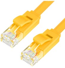 Greenconnect Патч-корд PROF плоский прямой 0.25m, UTP медь кат.6, желтый, позолоченные контакты, 30 AWG, GCR-LNC622-0.25m, ethernet high speed 10 Гбит/с, RJ45, T568B