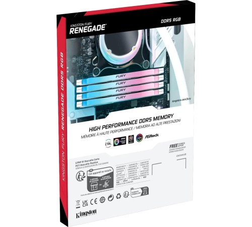 Память оперативная/ Kingston 64GB 6400MT/s DDR5 CL32 DIMM (Kit of 2) FURY Renegade RGB White XMP Память оперативная/ Kingston 64GB 6400MT/s DDR5 CL32 DIMM (Kit of 2) FURY Renegade RGB White XMP