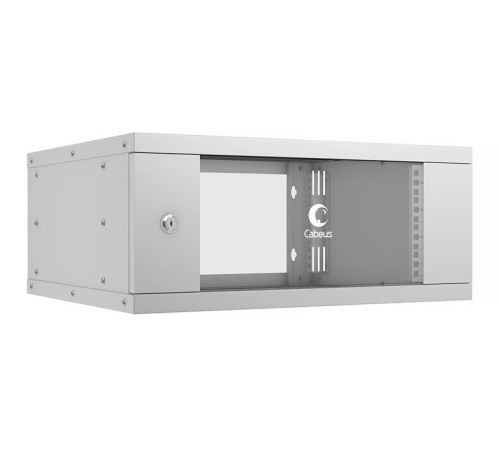 Cabeus WSC-05D-4U55/45 Шкаф телекоммуникационный настенный 19" 4U, серия LIGHT разборный, дверь стекло, цвет серый