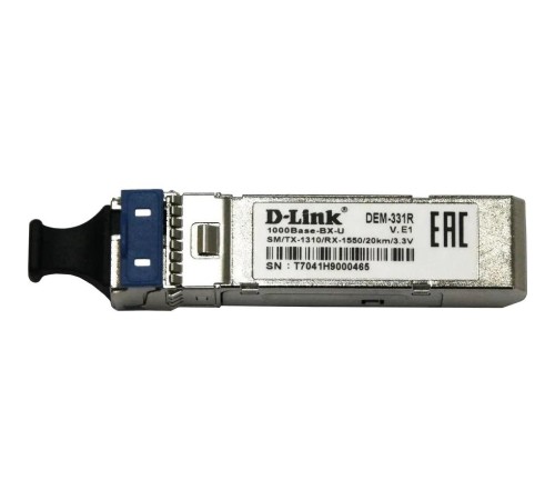 Трансивер/ 331R/20KM WDM SFP Transceiver, 1000Base-BX-U, Simplex LC, TX: 1310nm, RX: 1550nm, Single-mode, 20KM Трансивер/ 331R/20KM WDM SFP Transceiver, 1000Base-BX-U, Simplex LC, TX: 1310nm, RX: 1550nm, Single-mode, 20KM