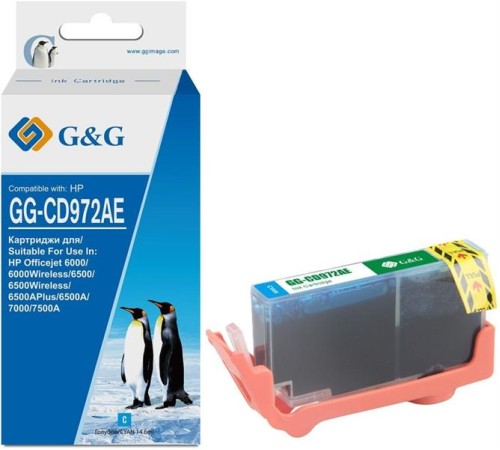 Картридж Cartridge G&G 920XL для Officejet 6000/6500/7000/7500 голубой  700 стр. аналог CD972AE  гарантия 36 мес.