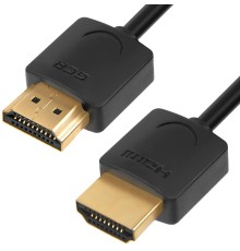 Greenconnect Кабель SLIM 2.0m HDMI 2.0, черный Slim, OD3.8mm, HDR 4:2:2, Ultra HD, 4K 60 fps 60Hz, 3D, AUDIO, 18.0 Гбит/с, 32/32 AWG, GCR-51596