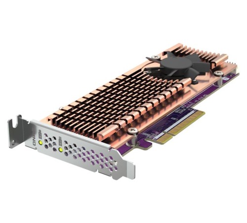 Плата расширения/ QNAP QM2-2P-384A 2 x M.2 22110 or 2280 PCIe (Gen3 x8) NVMe SSD slots. Low-profile flat and Full-height brackets included.