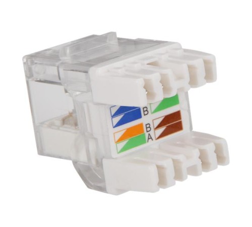Модульрозиточный с индикатором Модуль Keystone, RJ45, кат.5E, UTP, 180 градусов, с индикатором, белый