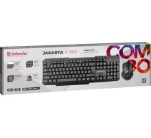 Беспроводной комплект (клав+мышь) Defender 45804 Jakarta C-805 RU,черный,полноразмерный