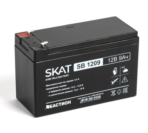 (2540) Бастион SKAT SB 1209 АКБ СК 12В/9Ач/F1/Срок службы 6 лет/1,5 л.г (2540) Бастион SKAT SB 1209 АКБ СК 12В/9Ач/F1/Срок службы 6 лет/1,5 л.г