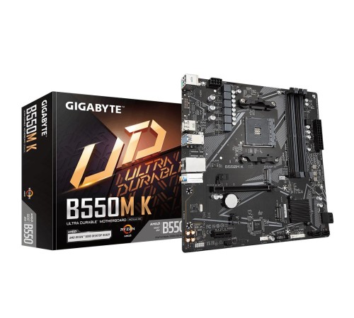 Материнская плата/ MB GIGABYTE AMD B550 sAM4, 4xDDR4(128GB), HDMI 2.1/DP, 1xPCIe 4.0x16, 1xPCIe 3.0, 1xLAN, 4xSATA 6Gb/s, 2xM.2, 4xUSB 3.2, 4xUSB 2.0, 1xPS/2, mATX Материнская плата/ MB GIGABYTE AMD B550 sAM4, 4xDDR4(128GB), HDMI 2.1/DP, 1xPCIe 4.0x16, 1xPCIe 3.0, 1xLAN, 4xSATA 6Gb/s, 2xM.2, 4xUSB 3.2, 4xUSB 2.0, 1xPS/2, mATX