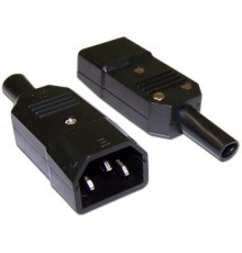 Вилка Вилка IEC 60320 C14, 10A, 250V, прямая, разборная, черная