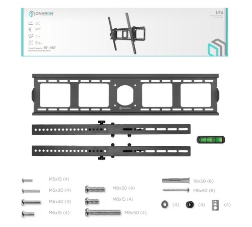 ONKRON кронштейн для телевизора 55"-100" наклонный, чёрный UT4 ONKRON кронштейн для телевизора 55"-100" наклонный, чёрный UT4