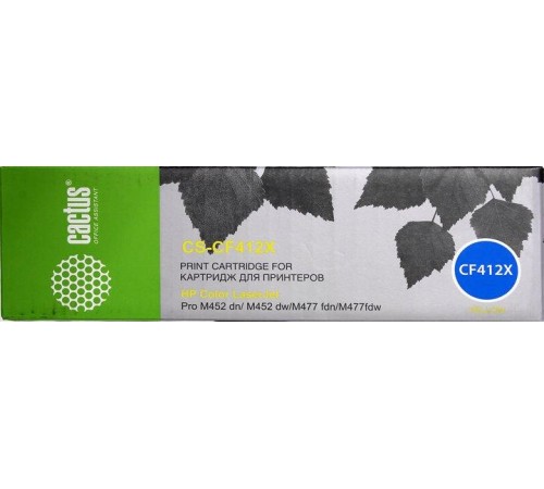 -/ Картридж лазерный Cactus CS-CF412X CF412X желтый (5000стр.) для HP CLJ Pro M452dn/ M452dw/M477fdn/M4