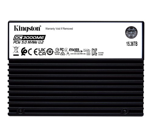 Твердотельный накопитель/ Kingston SSD DC3000ME 15360GB, U.2(2.5" 15mm), NVMe, PCIe Gen 5x4, 3D TLC, R/W 14000/9700MB/s, IOPs 2 700 000/400 000, TBW 28032, DWPD 1(12 мес)