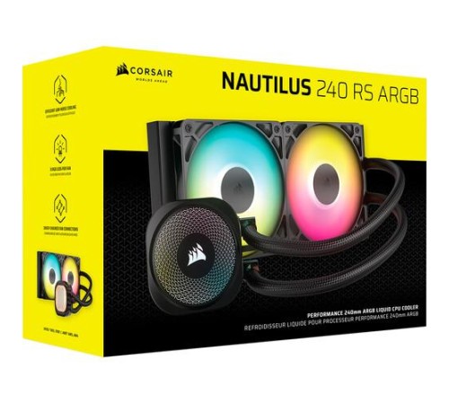 Система жидкостного охлаждения/ Water Cooling System Corsair NAUTILUS 240 ARGB (240mm, Black, ARGB/ Fans: 2x120mm, 74.37CFM, 34dBA, 2100RPM/ S: 1851, 1700, AM5, AM4) Система жидкостного охлаждения/ Water Cooling System Corsair NAUTILUS 240 ARGB (240mm, Black, ARGB/ Fans: 2x120mm, 74.37CFM, 34dBA, 2100RPM/ S: 1851, 1700, AM5, AM4)